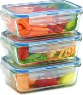 🍱 premium 3 pack glass meal prep containers: airtight, microwave safe & leak proof - ideal for food storage and prep (6 pieces) logo