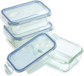 img 3 attached to 🍱 Premium 3 Pack Glass Meal Prep Containers: Airtight, Microwave Safe & Leak Proof - Ideal for Food Storage and Prep (6 Pieces)