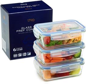 img 2 attached to 🍱 Premium 3 Pack Glass Meal Prep Containers: Airtight, Microwave Safe & Leak Proof - Ideal for Food Storage and Prep (6 Pieces)