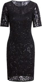 img 4 attached to 👗 VIJIV Sequin Beaded Lace Cocktail Party Flapper Dress with Sleeves - Vintage 1920s Gatsby Style