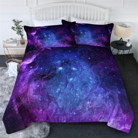 img 4 attached to 🌌 Stylish BlessLiving Boys Bedding Comforters Sets with 3D Galaxy Design - Blue Purple Twin Bed Set with Comforter & Pillowcases for Outer Space Room Decor