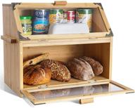 bamboo double layers large bread boxes – stylish mixc bread box for kitchen countertop with plastic panels логотип