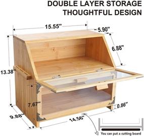 img 3 attached to Bamboo Double Layers Large Bread Boxes – Stylish MIXC Bread Box for Kitchen Countertop with Plastic Panels