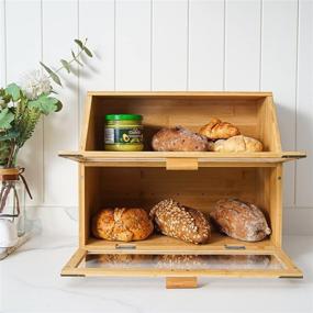 img 1 attached to Bamboo Double Layers Large Bread Boxes – Stylish MIXC Bread Box for Kitchen Countertop with Plastic Panels