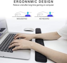 img 3 attached to 🎮 Ultimate Gaming Wrist Rest Set: Поддержка из памяти пены для клавиатуры и мыши, ПК, ноутбука, Mac, набор для печати и облегчение боли в запястье (17,3 дюйма, черный)