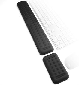 img 4 attached to 🎮 Ultimate Gaming Wrist Rest Set: Поддержка из памяти пены для клавиатуры и мыши, ПК, ноутбука, Mac, набор для печати и облегчение боли в запястье (17,3 дюйма, черный)