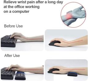 img 1 attached to 🎮 Ultimate Gaming Wrist Rest Set: Поддержка из памяти пены для клавиатуры и мыши, ПК, ноутбука, Mac, набор для печати и облегчение боли в запястье (17,3 дюйма, черный)