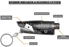 img 3 attached to 🔑 SEMTION Car Safety Tool Keychain - Window Breaker Seatbelt Cutter for Emergency, Pack of 2 (Yellow-Yellow)