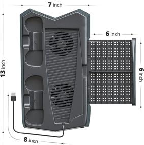 img 3 attached to 🎮 Skywin PS5 Стенд - Все-в-одном охлаждающий стенд, зарядное устройство для контроллера и стеллаж для игр для Playstation 5 - Организуйте свои аксессуары для PS5 в едином пространстве