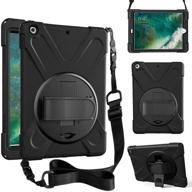 zenrich ipad 5th/6th gen case with rotatable kickstand 📱 & straps – heavy duty shockproof case for a1822/a1823/a1893/a1954, black logo