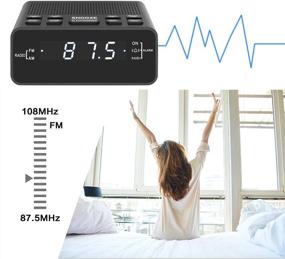 img 3 attached to ⏰ White LED Digital Alarm Clock with AM/FM Radio, Sleep Timer, Dimmer, Snooze, Battery Backup for Bedrooms, Bedside, Shelf