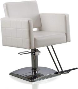 img 1 attached to 💈 FlagBeauty White Hydraulic Barber Chair for Hair Salon Styling - Square Base