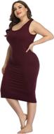 👗 stylish and comfortable hde plus size bodycon midi dress: perfect casual fitted jersey tank for everyday wear логотип