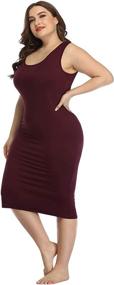 img 4 attached to 👗 Stylish and Comfortable HDE Plus Size Bodycon Midi Dress: Perfect Casual Fitted Jersey Tank for Everyday Wear