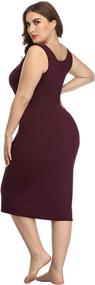 img 2 attached to 👗 Stylish and Comfortable HDE Plus Size Bodycon Midi Dress: Perfect Casual Fitted Jersey Tank for Everyday Wear