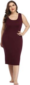 img 3 attached to 👗 Stylish and Comfortable HDE Plus Size Bodycon Midi Dress: Perfect Casual Fitted Jersey Tank for Everyday Wear