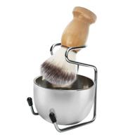 wskderliner 3 in 1 shaving brush set: premium stainless steel shaving set as gift for men – shaving bowl, stand, and brush holder logo