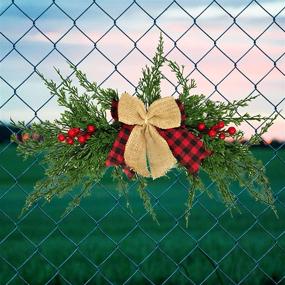 img 2 attached to 🎄 WDDH Artificial Christmas Swag - 22.8inch Winter Pine Needles Decor with Ribbon Bow, Red Berries, and Greenery - Festive Swag for Wall Door Lintel Decoration during the Holiday Season