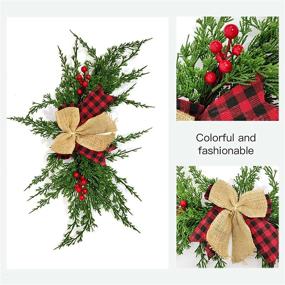 img 1 attached to 🎄 WDDH Artificial Christmas Swag - 22.8inch Winter Pine Needles Decor with Ribbon Bow, Red Berries, and Greenery - Festive Swag for Wall Door Lintel Decoration during the Holiday Season