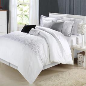 img 3 attached to 🛏️ Chic Home Grace 8-Piece Comforter Set, King Size, White - 105CK107-AN