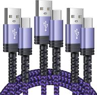 💨 быстрая зарядка usb c кабель - sixsim 3pack 6ft кабель для зарядки type c - плетеный кабель для зарядки usb c - силовой кабель для samsung galaxy z fold3 5g s21 s20 ultra a10e a20 a50 a52 a71 a72 note 20, lg stylo 6/5/4 логотип