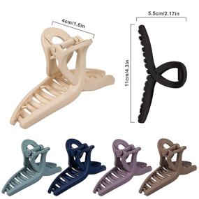 img 2 attached to 💇 Whaline Hair Claw Clip - 6 Morandi Colored Hair Catch Clips, 4.3 Inch Nonslip Jaw Clamp Clips with Strong Hold - Matte Butterfly Clip, Hair Styling Accessories for Women and Girls with Thin, Thick, or Fine Hair