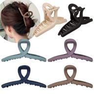 💇 whaline hair claw clip - 6 morandi colored hair catch clips, 4.3 inch nonslip jaw clamp clips with strong hold - matte butterfly clip, hair styling accessories for women and girls with thin, thick, or fine hair logo