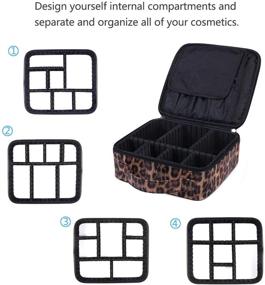 img 3 attached to 💄 OXYTRA Leopard Print PU Leather Makeup Bag - Travel Cosmetic Case with Adjustable Dividers for Women and Girls