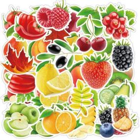 img 3 attached to 🌈 100-Piece Waterproof Vinyl Stickers for Water Bottles, Hydroflasks, Laptops, Tablets, Phones, Suitcases, Cars, and Bikes - Cute Fruits and Vegetables Stickers