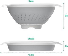 img 3 attached to 🍽️ Vremi 5 Quart Collapsible Colander - BPA Free Silicone Food Strainer with Plastic Handles - Heat Resistant Pasta and Veggies Kitchen Drainer - Dishwasher Safe - Gray