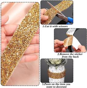 img 1 attached to 💎 Shine with Style: 2 Rolls 6 Yards Self-Adhesive Crystal Rhinestone Ribbons for DIY Arts, Crafts & Decorations - Gold Bling Stickers!