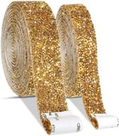 💎 shine with style: 2 rolls 6 yards self-adhesive crystal rhinestone ribbons for diy arts, crafts & decorations - gold bling stickers! logo