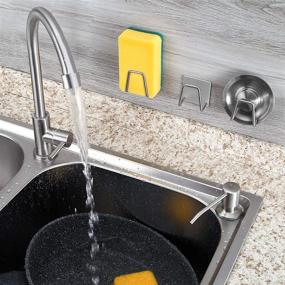 img 3 attached to TEEMADE Kitchen Sink Sponge Holder - Durable Stainless Steel Sponge Caddy with Strong Adhesive for Effective Organization