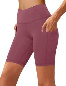 img 4 attached to 🩳 Aoliks Women's High Waist Yoga Shorts: Tummy Control, Side Pocket, Ideal for Running & Exercise