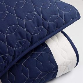 img 1 attached to Freshee Reversible 2-Piece Twin/Twin XL Quilt Set: Navy with Antimicrobial Odor Protection - Perfect for College Dorms