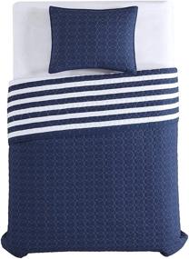 img 3 attached to Freshee Reversible 2-Piece Twin/Twin XL Quilt Set: Navy with Antimicrobial Odor Protection - Perfect for College Dorms