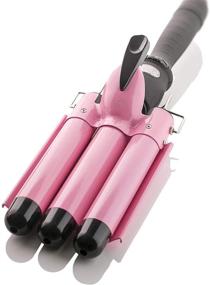 img 4 attached to 🌈 Alure 1 Inch Ceramic Tourmaline Triple Barrel Curling Iron Wand with LCD Temperature Display - Pink, Dual Voltage Crimp