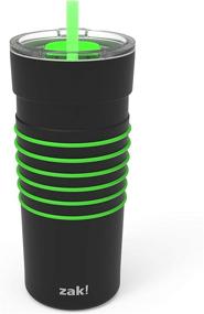 img 3 attached to 🥤 Zak Designs HydraTrak 20 oz Vacuum Insulated Tumbler: Stainless Steel Water Bottle with Straw and Silicone Bands - Track Water Intake, Splash Proof Lid (Black with Green)