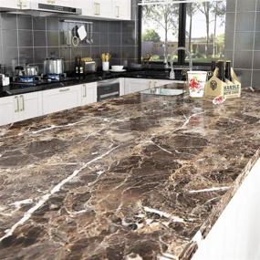 img 3 attached to 🔍 Livelynine Self Adhesive Marble Contact Paper: Waterproof Kitchen Counter Top Covers - Peel and Stick Countertops, Furniture, Cabinet & Table Sticker - Desktop Cover 15.8x78.8 Inch