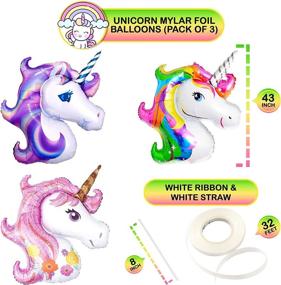 img 1 attached to 🎈 Pack of 3 Large 43 Inch Unicorn Balloons for Girls Birthday - Pink Purple Rainbow Unicorn Balloon, 3D Mylar Unicorn Balloon Party Favors for Unicorn Party Decorations and Birthday Celebration