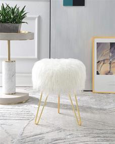 img 1 attached to Premium White Faux Fur Vanity Stool Chair – Round Ottoman Seat with Plush Fluffiness, Ideal Fluffy Makeup Chair for Vanity Set – Upholstered Decorative Foot Stools for Living Room, Bedroom, Kids' Room, and Dressing Area