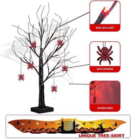 img 1 attached to 🎃 EAMBRITE 2FT Black Spooky Tree with 24 LED Red Lights, 6 Spiders - Battery Operated Halloween Decorations for Indoor Halloween Decoration