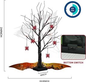 img 2 attached to 🎃 EAMBRITE 2FT Black Spooky Tree with 24 LED Red Lights, 6 Spiders - Battery Operated Halloween Decorations for Indoor Halloween Decoration