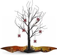 🎃 eambrite 2ft black spooky tree with 24 led red lights, 6 spiders - battery operated halloween decorations for indoor halloween decoration логотип