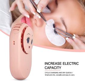 img 1 attached to 💗 Awhoas Pink Eyelash Fan: USB Mini Portable Handheld Lash Fan Dryer for Rechargeable Electric Bladeless Air Conditioning Blower Perfect for Eyelash Extension