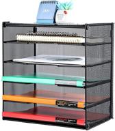 📚 samstar black letter tray paper organizer with 5 tier shelves and sorter - mesh desk file organizer for efficient organization logo