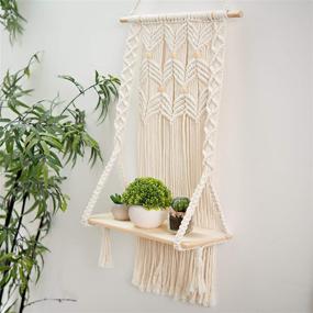 img 2 attached to OMOMIO Macrame Wall Hanging Shelf - Bohemian Wall Decor for Bedroom and Bathroom - Woven Rope Macrame Wall Art as Chic Boho Shelf Decor - Macrame Shelf Wall Hanging Plant Hanger with Crochet Wall Hangings