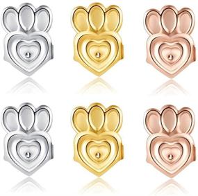 img 4 attached to 👂 Earring Backs Earring Lifters: Adjustable Hypoallergenic Ear Lobe Support Patches - 3 Pairs (Gold, Silver, Rose Gold)