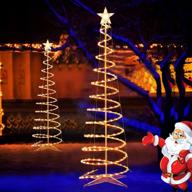 🎄 6ft outdoor lighted christmas tree, 200 lights spiral xmas tree with 7" star topper, ul certified collapsible spiral tree for patio lawn wedding decorations - warm white логотип