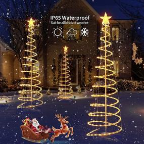 img 1 attached to 🎄 6ft Outdoor Lighted Christmas Tree, 200 Lights Spiral Xmas Tree with 7" Star Topper, UL Certified Collapsible Spiral Tree for Patio Lawn Wedding Decorations - Warm White